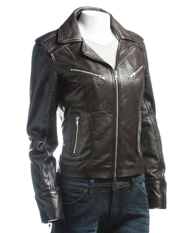 Ladies Black Symmetric Biker Style Leather Jacket: Camilla – Leather ...
