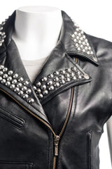 Ladies Studded Biker Style Leather Waistcoat: Roma