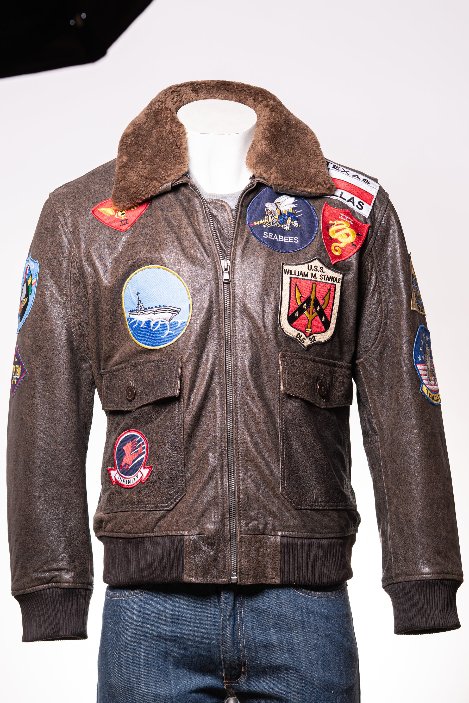 Men's Brown Top Gun Style Aviator Flight A2 Leather Jacket: Maverick BROWN L