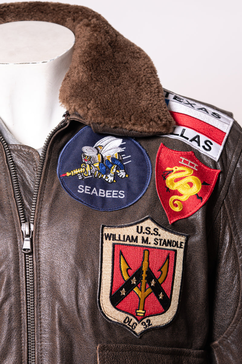 Men's Brown Top Gun Style Aviator Flight A2 Leather Jacket: Maverick ...