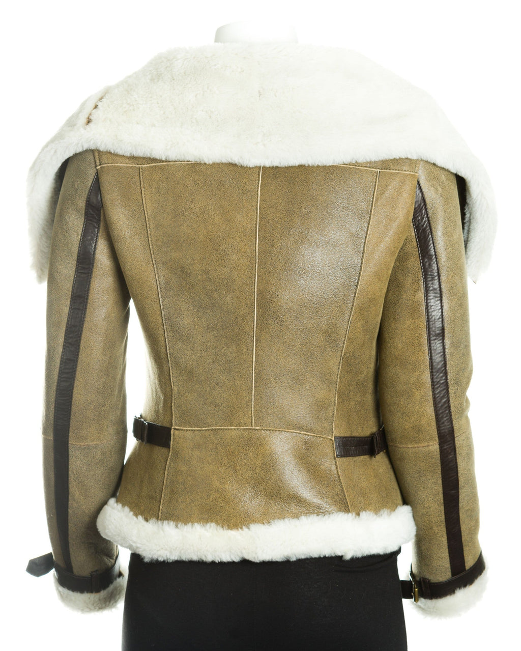 Ladies Whisky Sheepskin Jacket With Oversized Collar: Rita