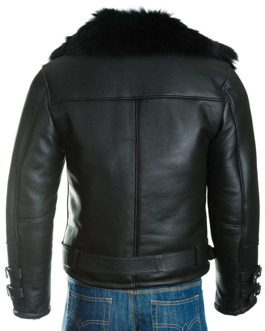 Men's Black Toscana Sheepskin Biker Jacket: Massimo