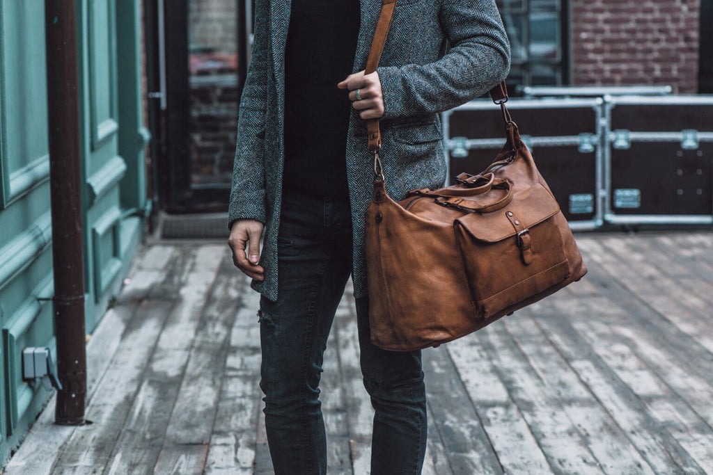 Men's Vintage Leather Weekend Holdall In