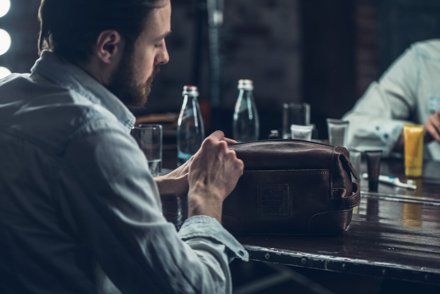 Men's Leather Washbag