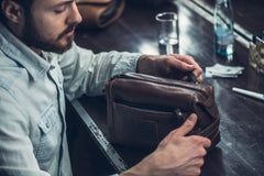 Men's Leather Washbag