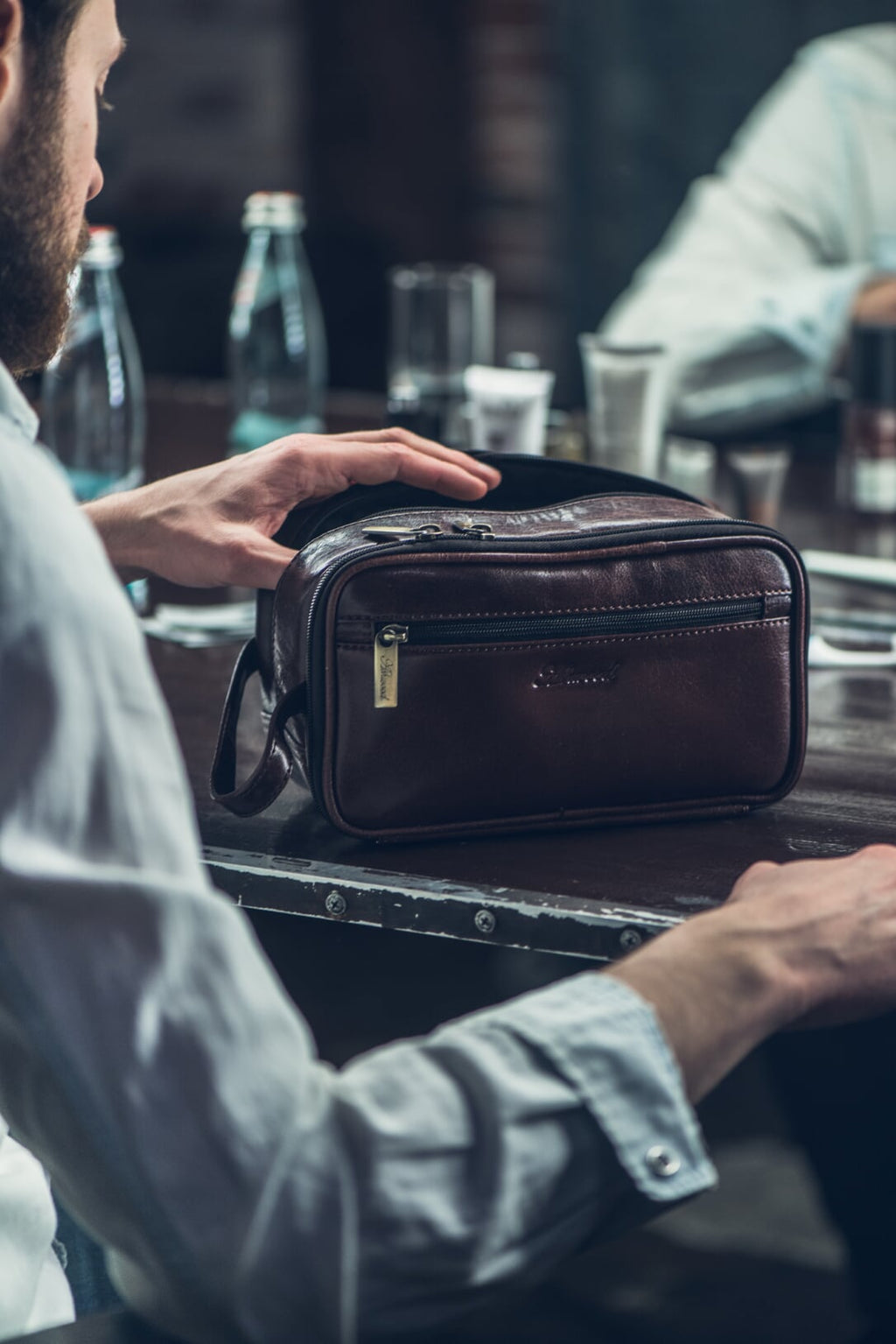 Men's Leather Washbag