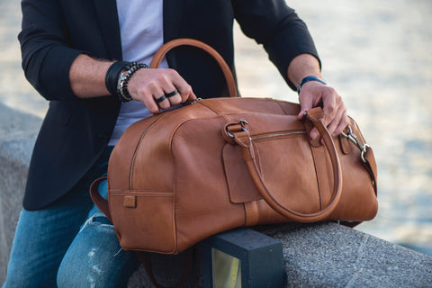 Tan leather hotsell holdall mens