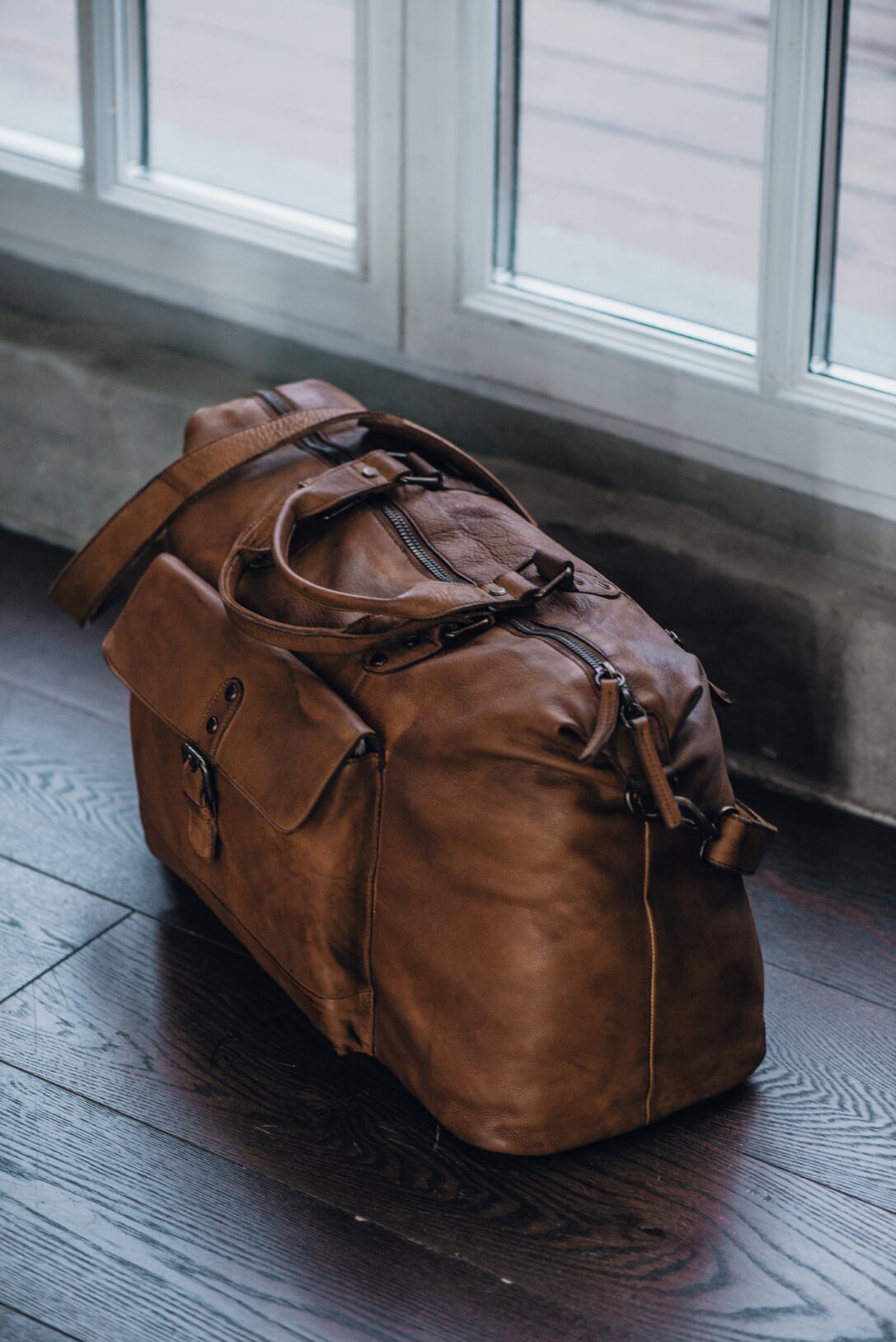 Men's Vintage Leather Weekend Holdall In