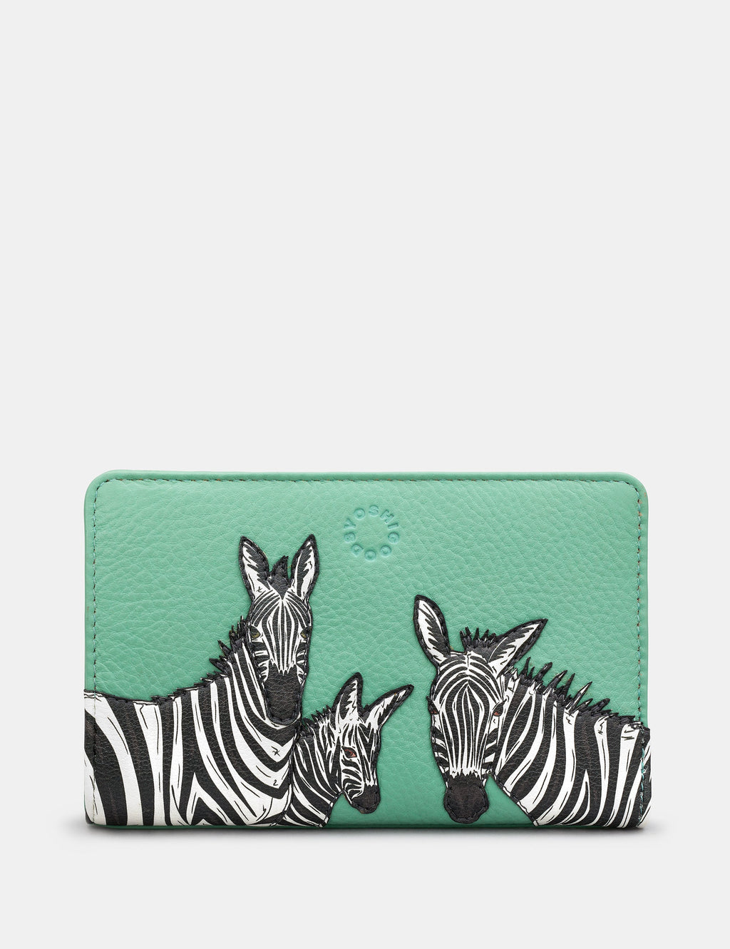 Yoshi - Mint Green Zebra Flap Over Zip Purse RFID