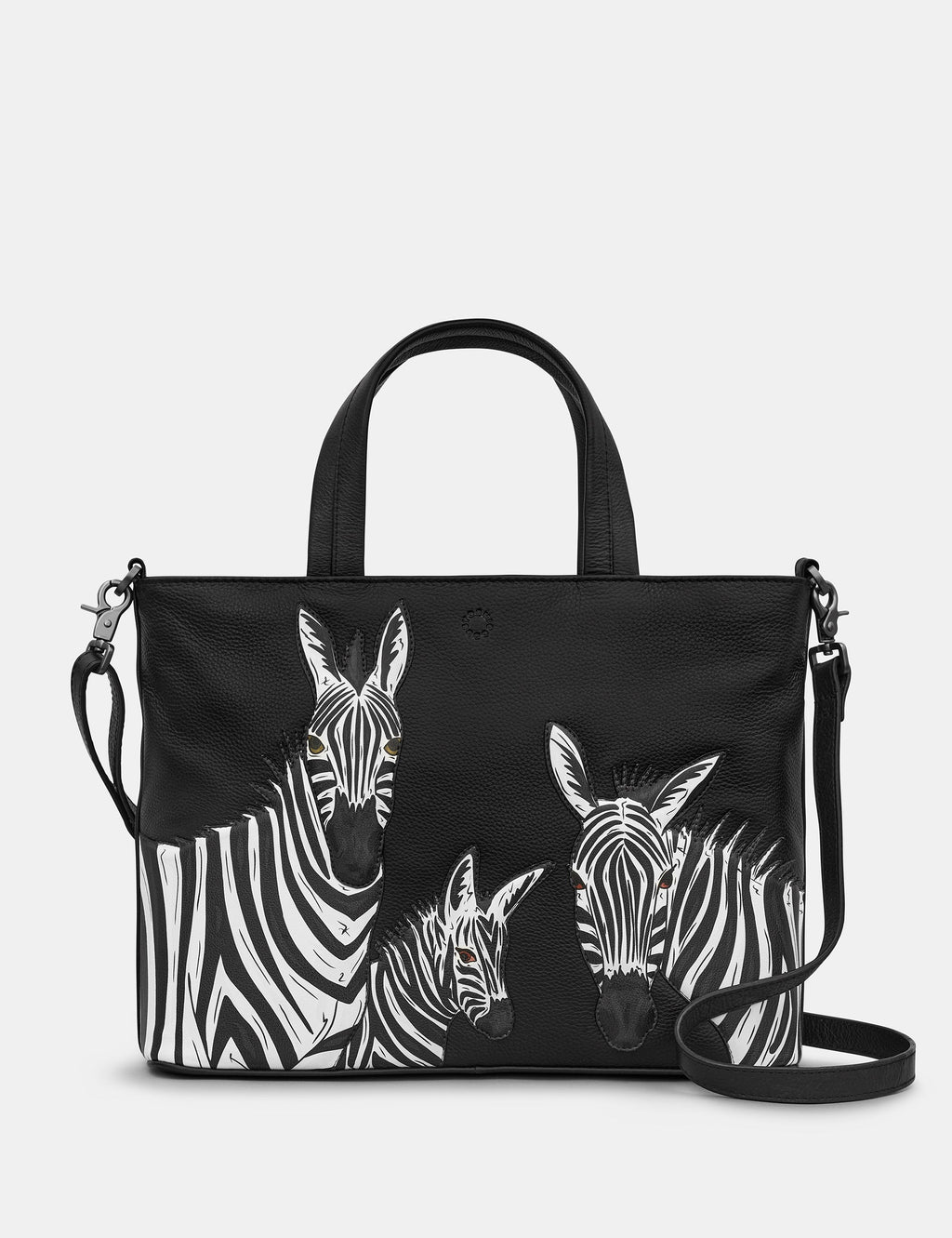 Yoshi - Black Zebra Leather Grab Bag
