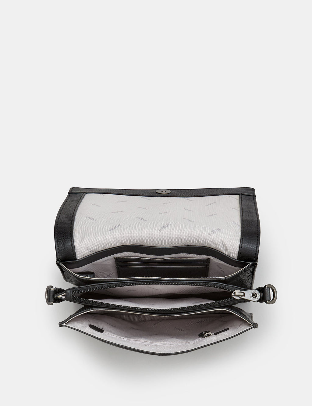 Yoshi - Black Zebra Leather Triple Gusset Flap Bag