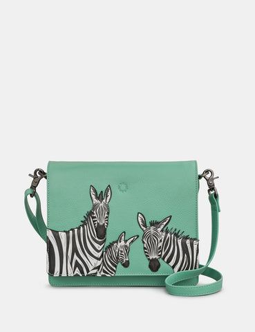 Yoshi - Mint Green Zebra Leather Triple Gusset Flap Bag