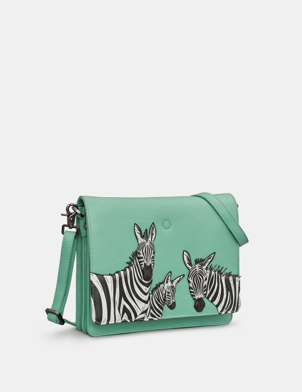Yoshi - Mint Green Zebra Leather Triple Gusset Flap Bag