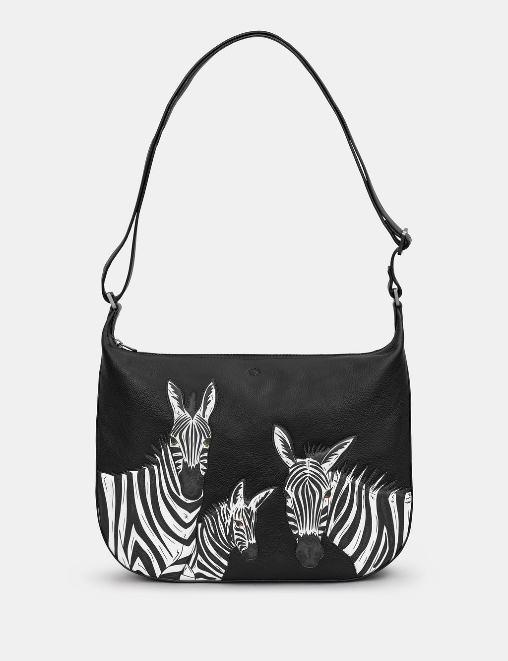 Yoshi - Black Zebra Leather Hobo Bag