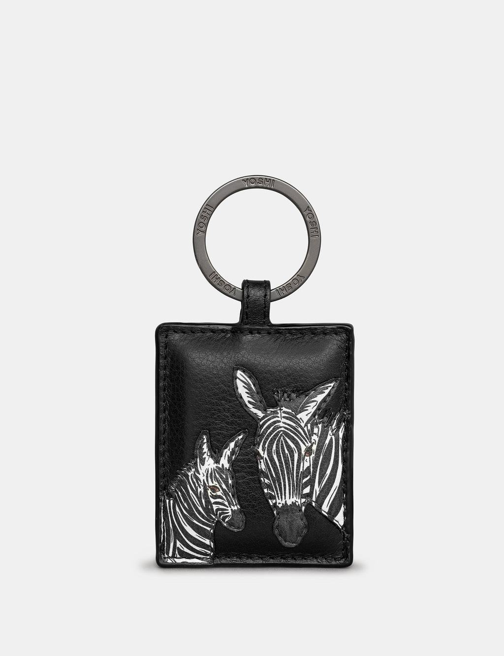 Yoshi - Black Zebra Leather Keyring