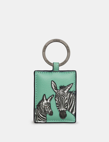 Yoshi - Mint Green Zebra Leather Keyring