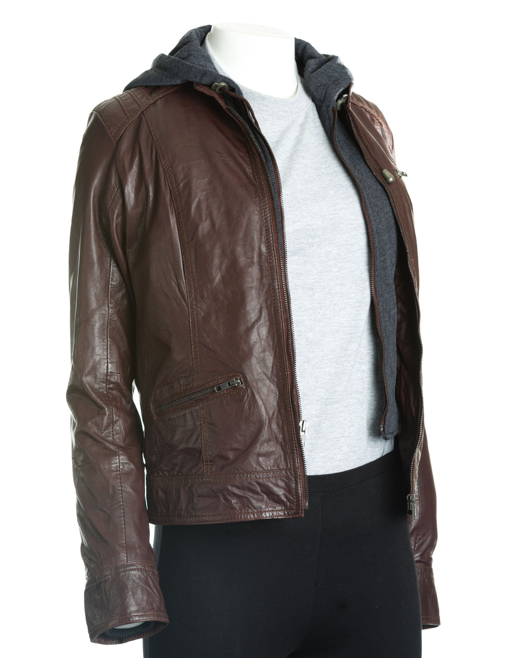 Women's Leather Hooded Jacket: Eloisa