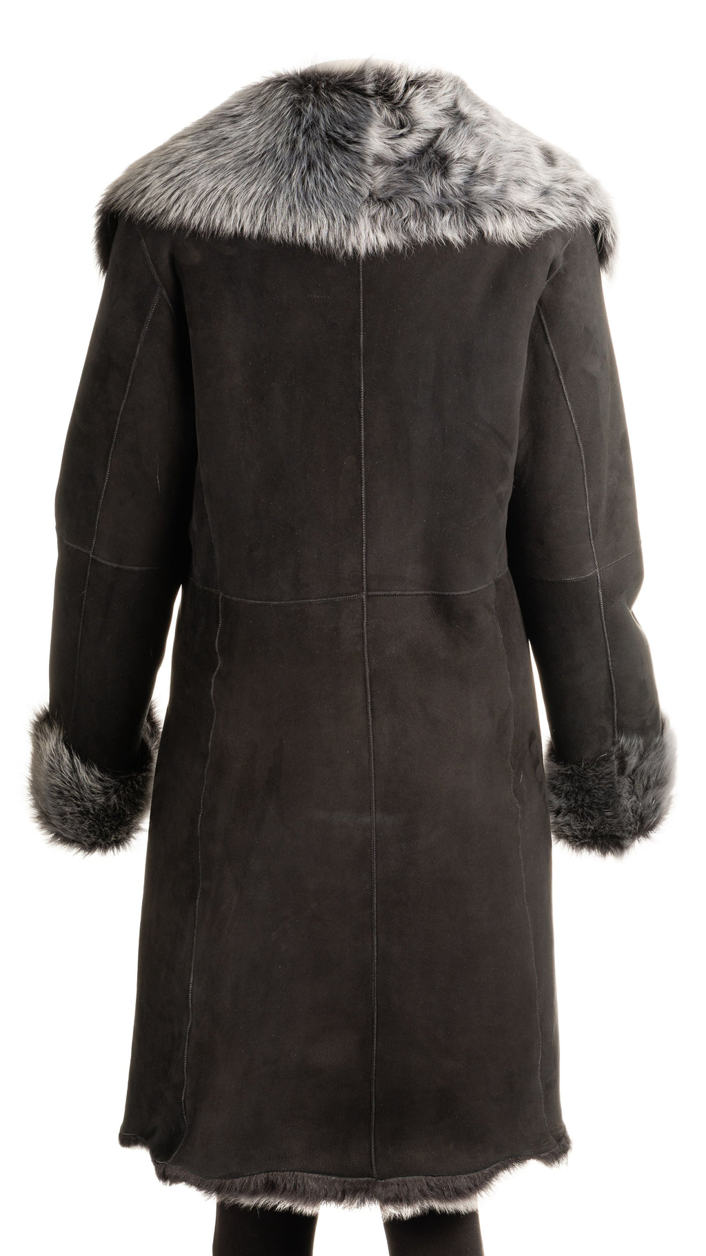 Ladies Black Toscana 3/4 Length Shearling Sheepskin Coat: Donna