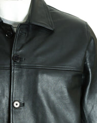 Men's Black Classic Box Style Leather Jacket: Franco