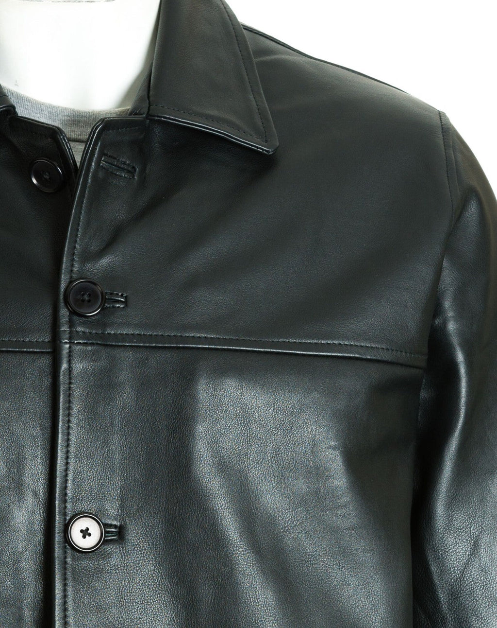 Men's Black Plus Size Classic Box Style Leather Jacket: Franco