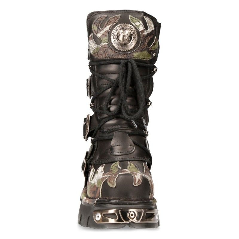 NEW ROCK - M- 591-S15 Camouflage Flame Lace Up Boots