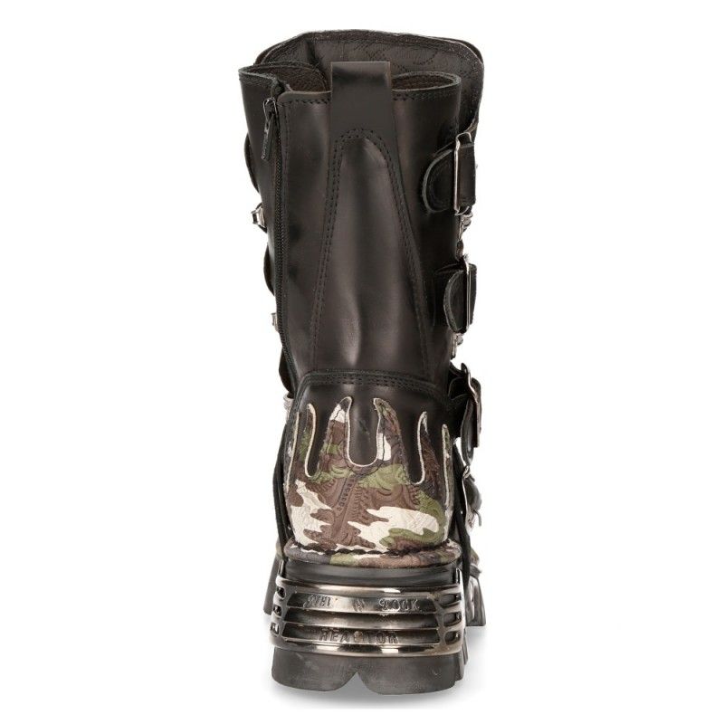 NEW ROCK - M- 591-S15 Camouflage Flame Lace Up Boots