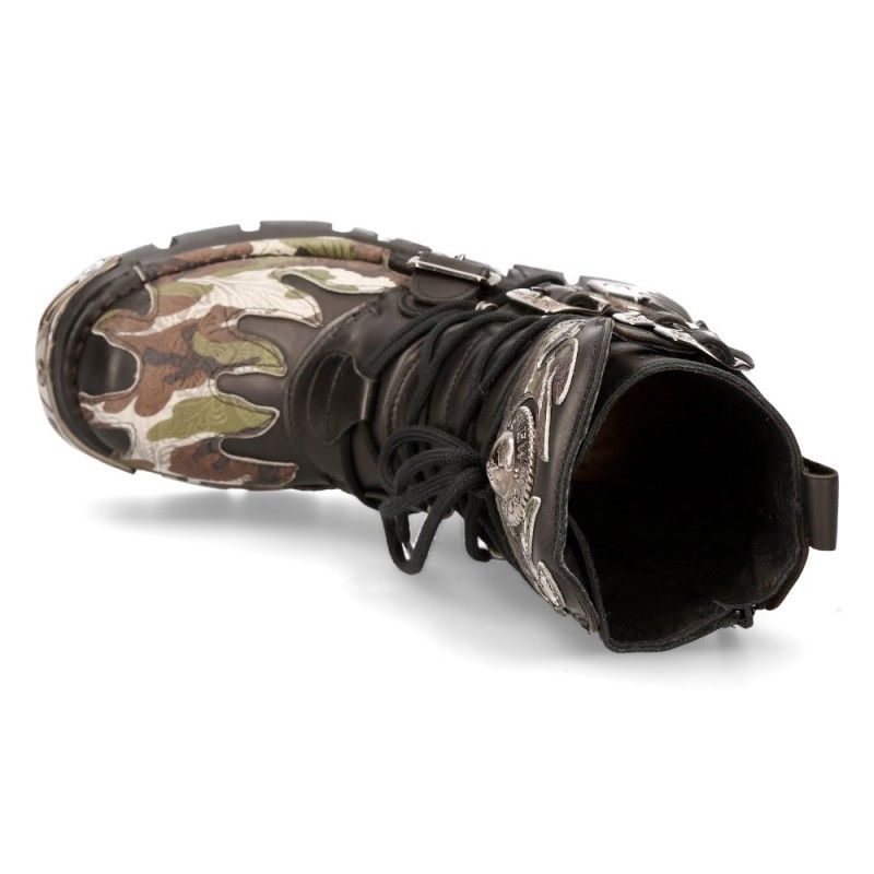 NEW ROCK - M- 591-S15 Camouflage Flame Lace Up Boots