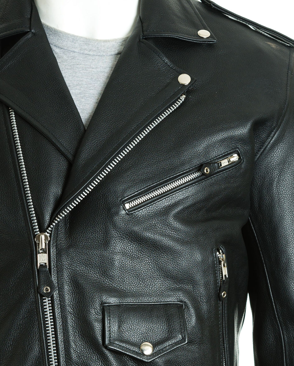 Men s Black Classic Brando Biker Style Cow Hide Leather Jacket Jose