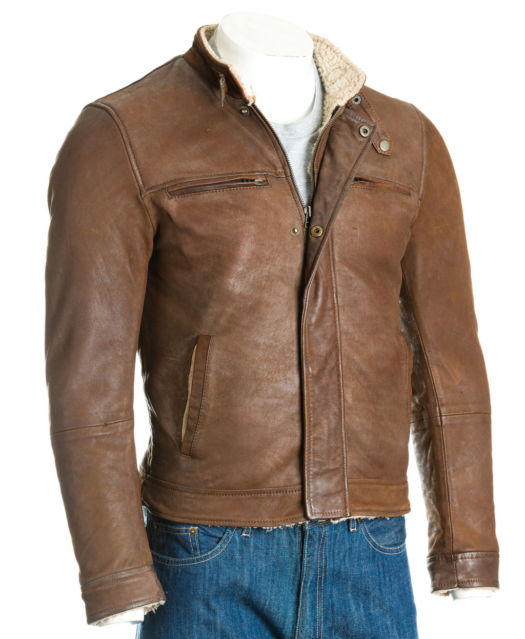 Men's Nubuck Jacket With Faux Sheepskin Lining: Cosimo