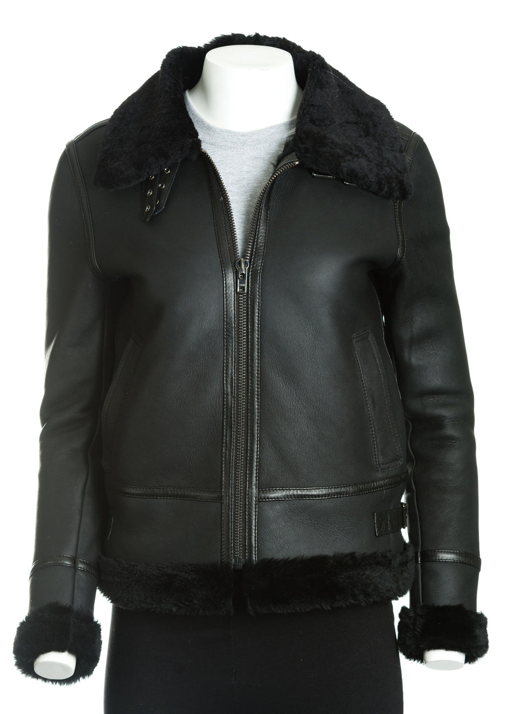 Women's Shearling Sheepskin Bomber Jacket: Allegra