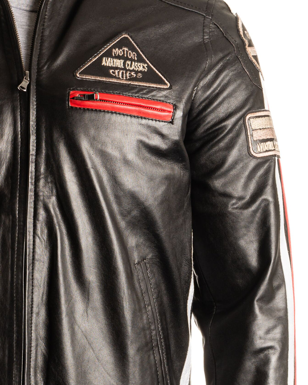 Men's Vintage Style Racing Biker Style Leather Jacket: Paolo