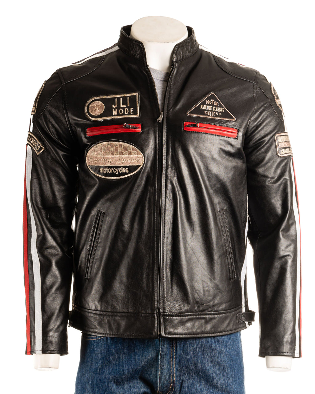 Men's Vintage Style Racing Biker Style Leather Jacket: Paolo