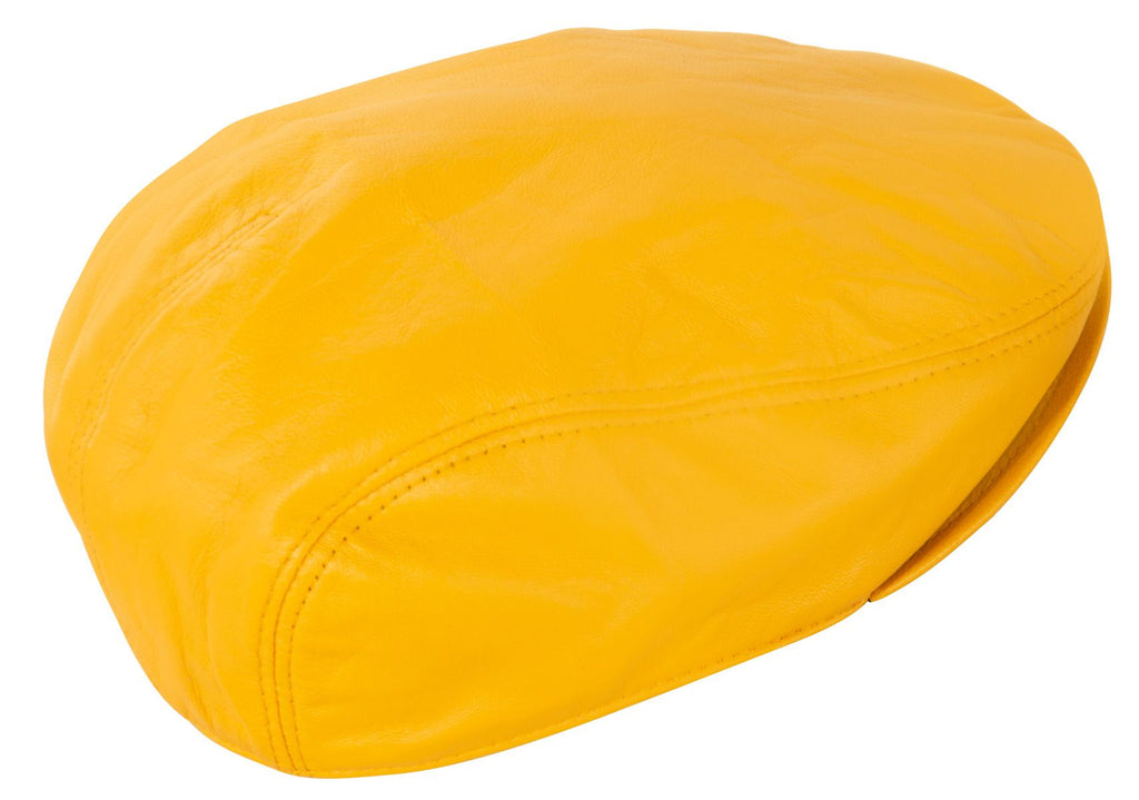 Men's Yellow Leather Flat Cap