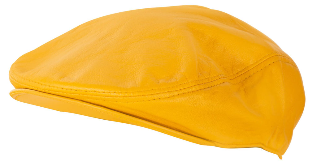 Men's Yellow Leather Flat Cap
