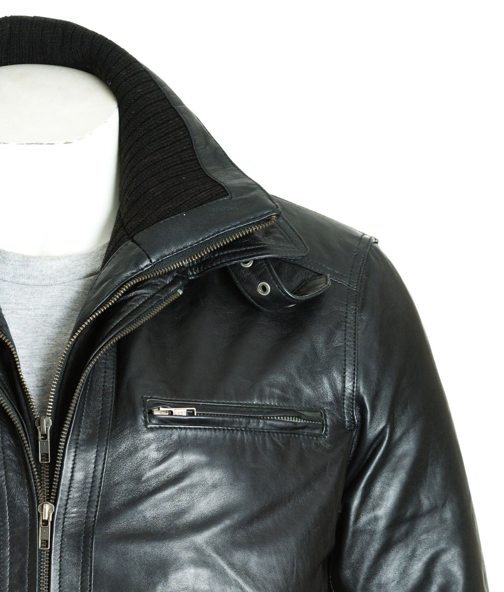 Men's Black Buckled Strap Collar with Detachable Fleece Front: Duran