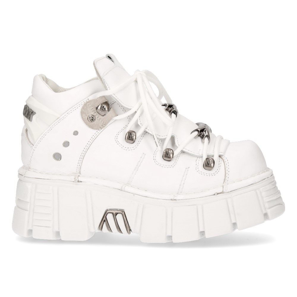 NEW ROCK -  106N-S8 - White Lace Up Tower Shoes