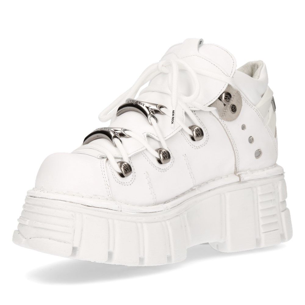 NEW ROCK -  106N-S8 - White Lace Up Tower Shoes