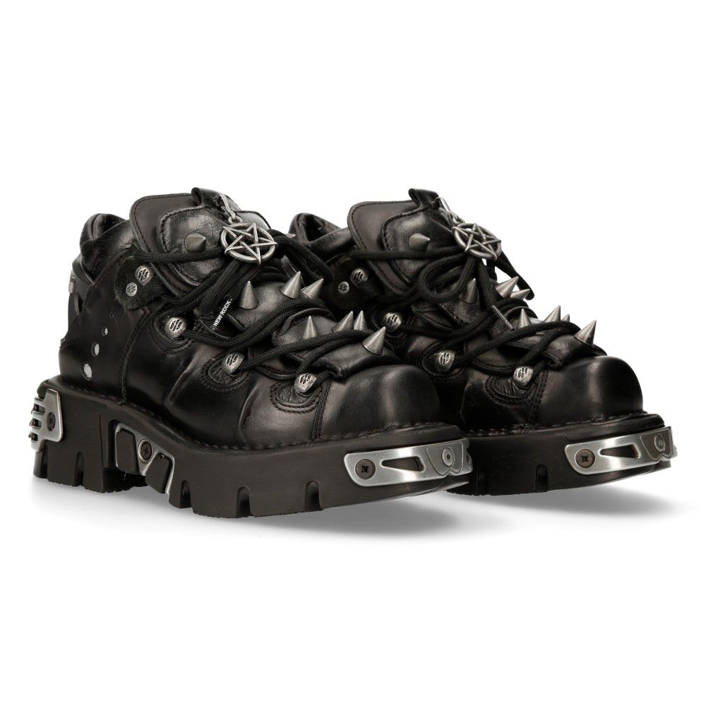NEW ROCK -  110-S1 Black Spiked Ankle Boots