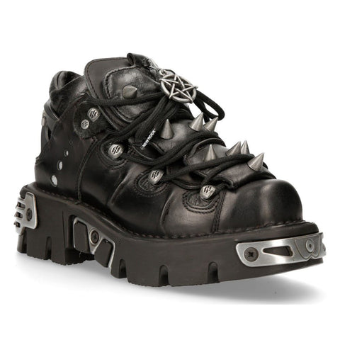 NEW ROCK 110 S1 Black Chunky Spiked Ankle Boots Leather Jacket Company
