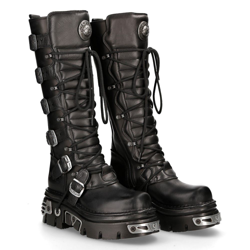 NEW ROCK - 272-S1 Knee High Lace Up Boots