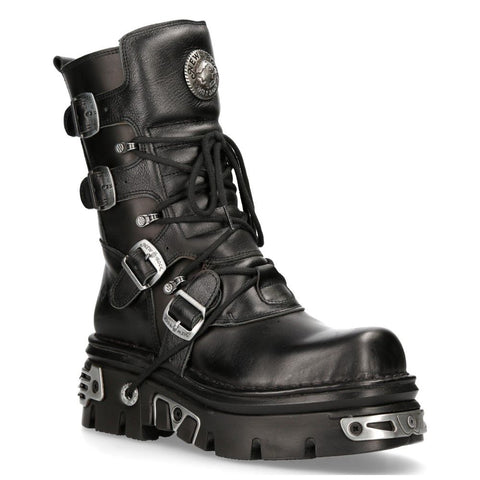 NEW ROCK - 373-S4 Black Lace Up Boots