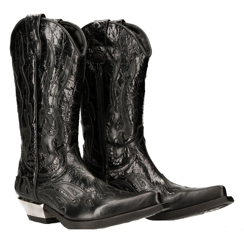 NEW ROCK - M-7921-S1 Western Style Black Flame Boots