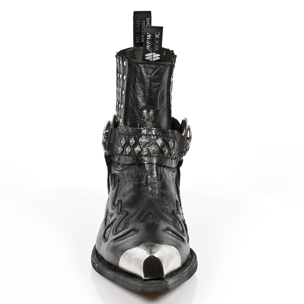 NEW ROCK - 7950P-S1 Gothic Ankle Boots With Steel Cap And Skull