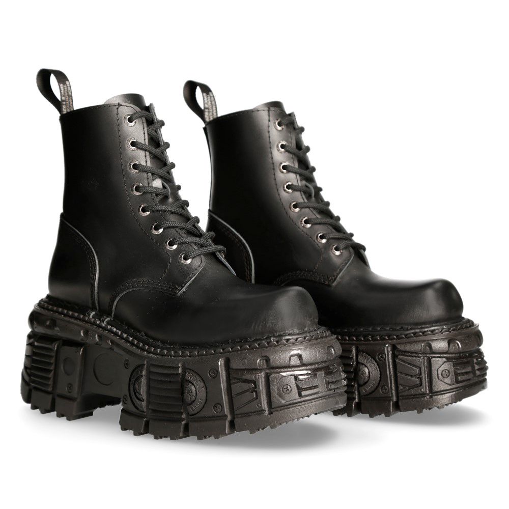 NEW ROCK - M-MILI084N-S5 Platform Military Style Biker Boots