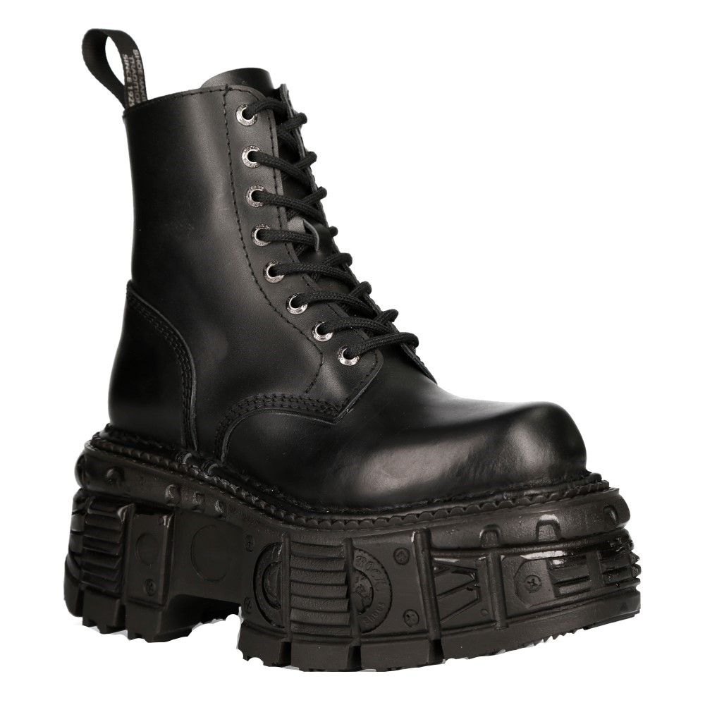 NEW ROCK - M-MILI084N-S5 Platform Military Style Biker Boots