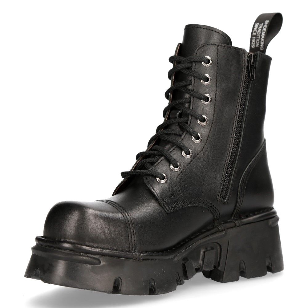 NEW ROCK - M-NEWMILI083-S19 Military Style Chunky Biker Boots