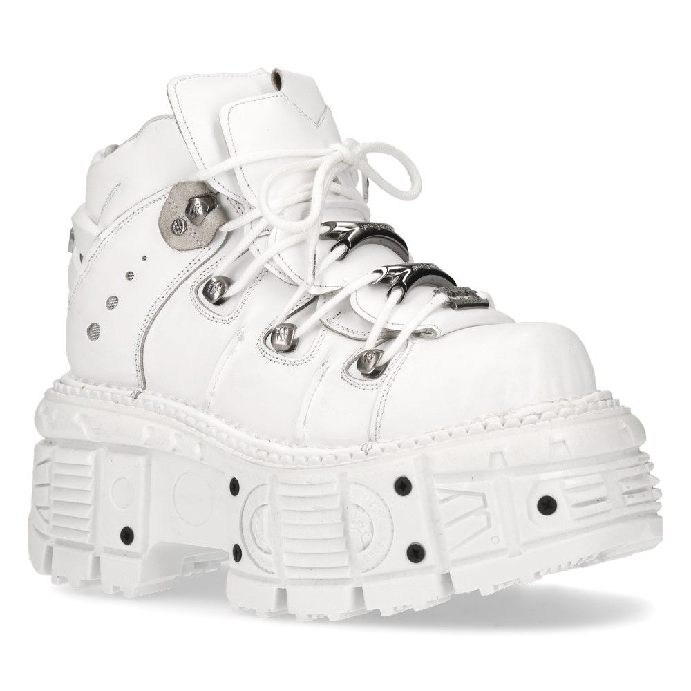 NEW ROCK - M-TANK106-C1 - White Lace Up Tower Shoes