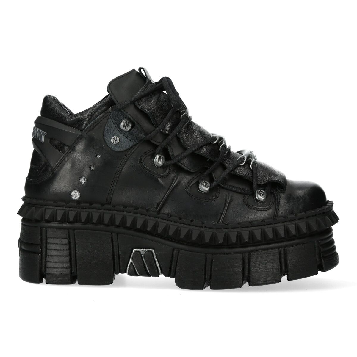 New Rock Boots WALL106-S13 Metallic Black Leather Platform Ankle Boots