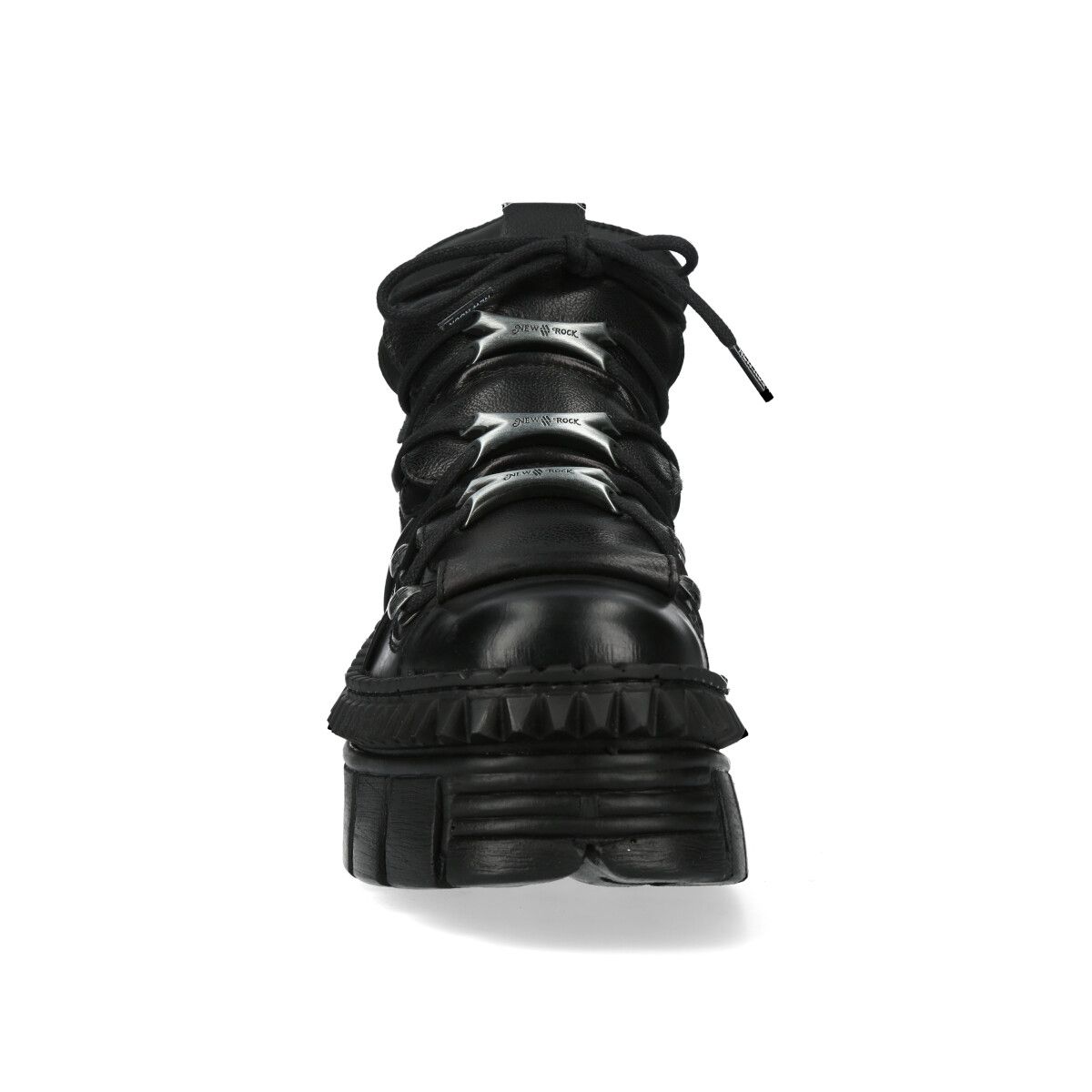 New Rock Boots WALL106-S13 Metallic Black Leather Platform Ankle Boots