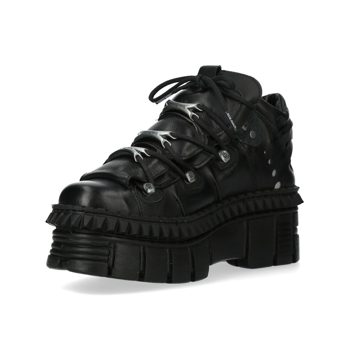 New Rock Boots WALL106-S13 Metallic Black Leather Platform Ankle Boots